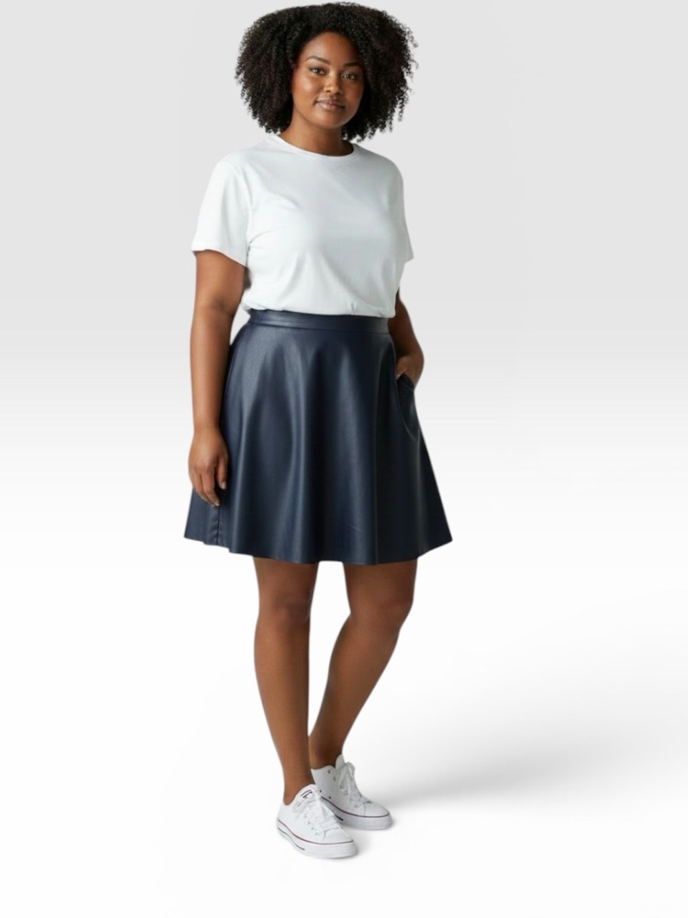 NWT🌺DKNYC•Navy Lamb Skin Leather Mini Skirt